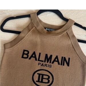 Balmain Camel Knit Tank Top